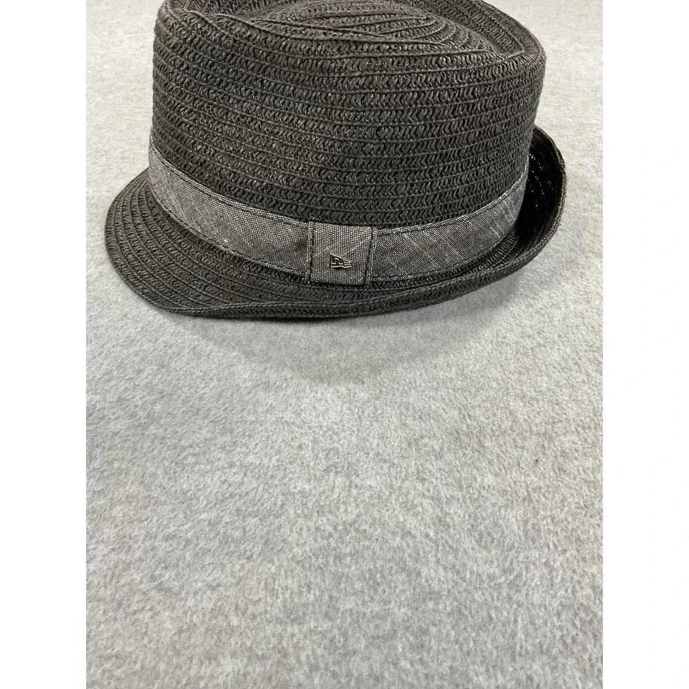 New Era EK Collection Black Woven Paper Straw Fedora Trilby Hat Large